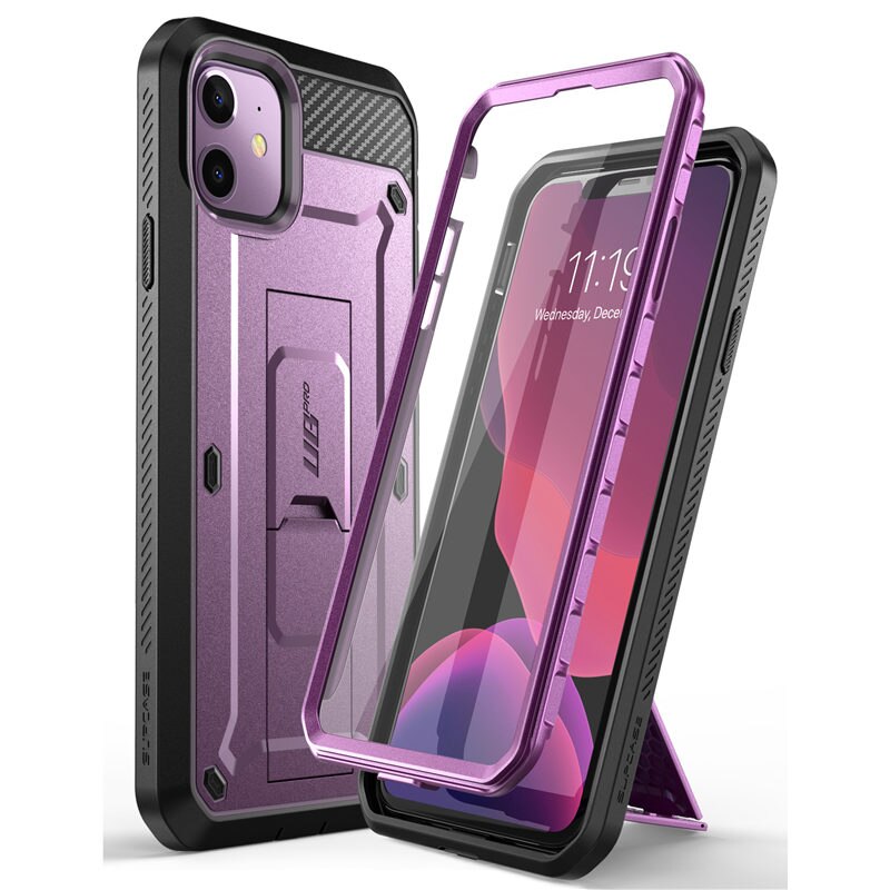 SUPCASE pour iPhone 11 coque 6.1 "(sortie ) UB Pro coque robuste complète avec protection d'écran intégrée et béquille: MetallicPurple