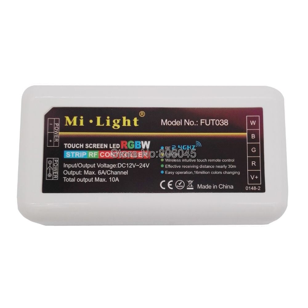 MiLight RGBW 4-Zone LED Controller DC12-24V 10A FUT038 for RGBW LED Strip 2.4G RF Wireless Android/iOs APP WiFi Compatible