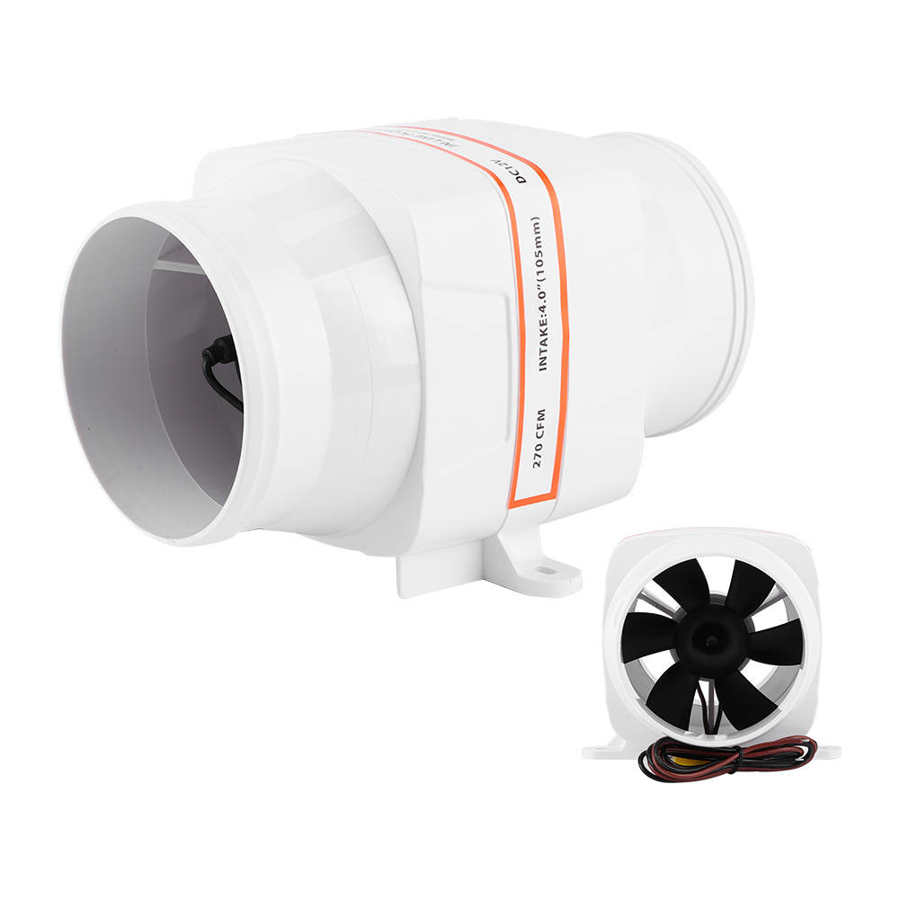 4in 270CFM ventilateur de cale en ligne Marine DC ventilateur électrique bateau accessoire 12V blanc ventilateur électrique bateau de cale accessoire