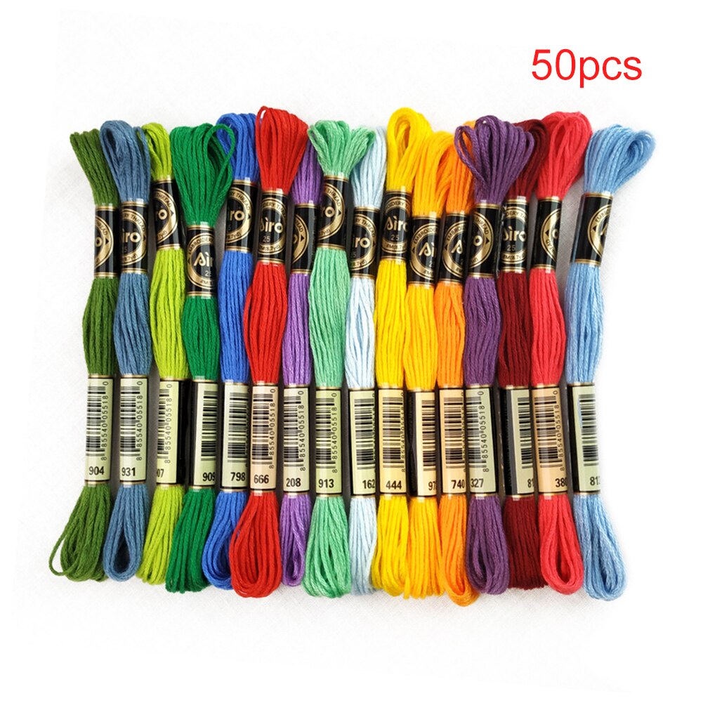 100pcs 50-Colors Cross Stitch Thread 8m Embroidery Floss Cotton Sewing Thread Embroidery Tool DIY Sewing Accessories