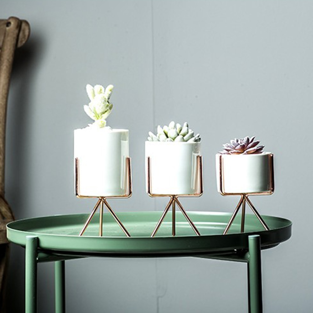 Nordic Stijl Plant Stand Met Bloempot Succulente Planter Rack Holder Inclusief Wit Planten Pot