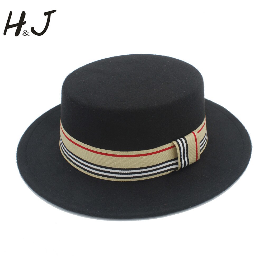 Frauen Männer Wolle Flache Homburg Filzhut Gentleman Schweinefleisch Kuchen Kirche Bootsfahrer Panama oben Kappen Gute Paket Größe 56-58 CM