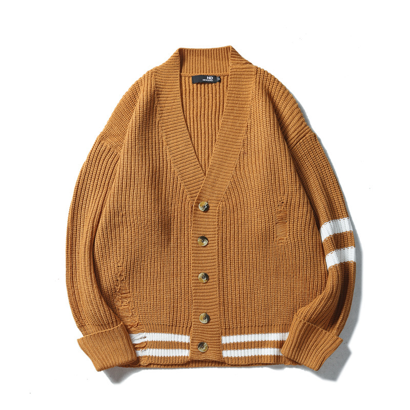 Herre #39 bomull matchende herre skrog gensere herre cardigan genser løs strikket kåpe mønster uformelt: kaki / Xl