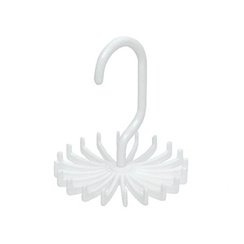 360 Degree Rotating Space Saving Belt Rack 1 PC Neck Tie Hanger Plastic Multifunction Neck Tie Holder 20 Hooks: White