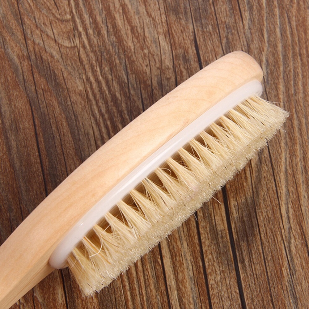 Tør hud eksfoliering børste krop naturlig børste træ børste massager bad bruser tilbage spa scrubber