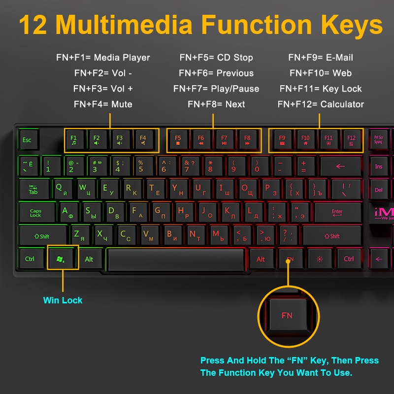 iMice Gaming Keyboard Imitation Mechanical Keyboard with Backlight Russian Gamer Keyboard Wired USB Game keyboards for Computer