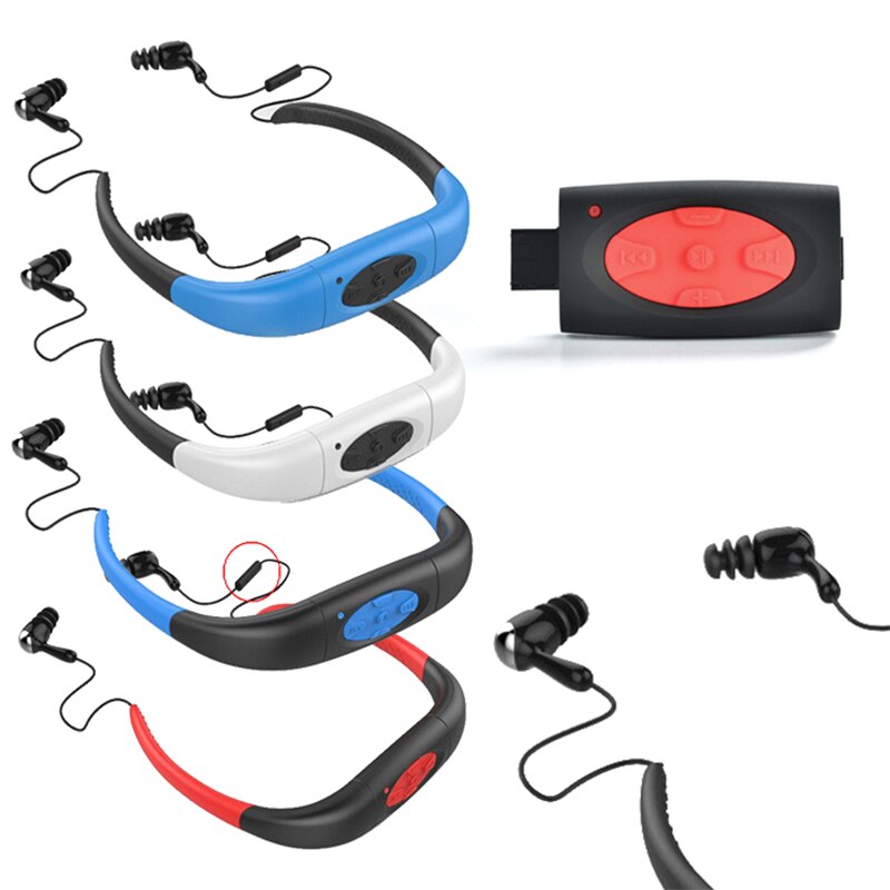 Reproductor de música MP3 impermeable IPX8, 4G, 8G, 16GB, banda para el cuello deportiva subacuática, natación, buceo, con Radio FM, auriculares estéreo