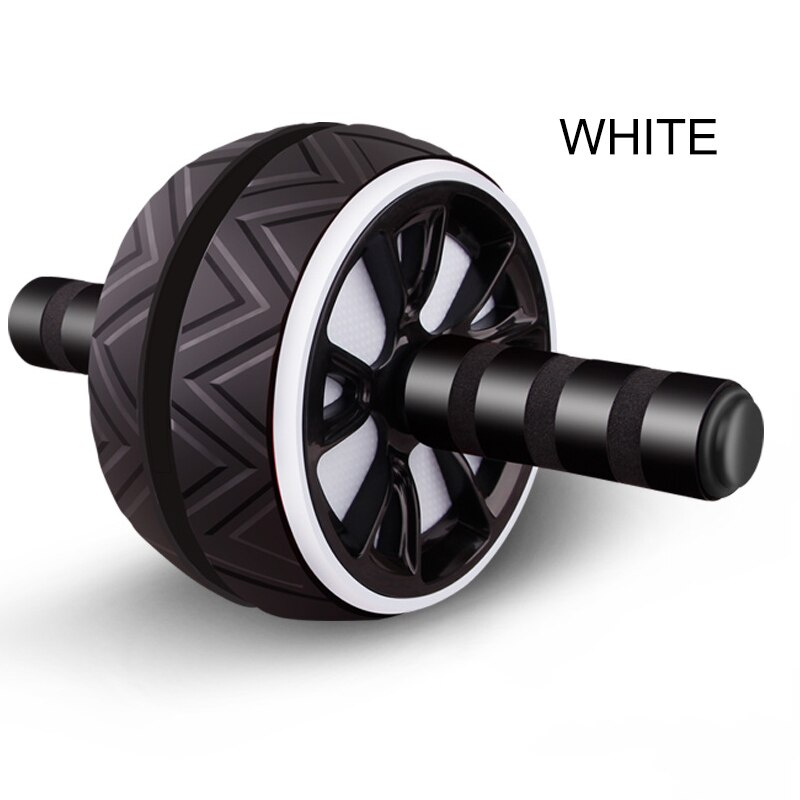 Abs abdominal rulle træningshjul fitnessudstyr mute rulle til arme tilbage mave core træner fitness gym udstyr: Hvid