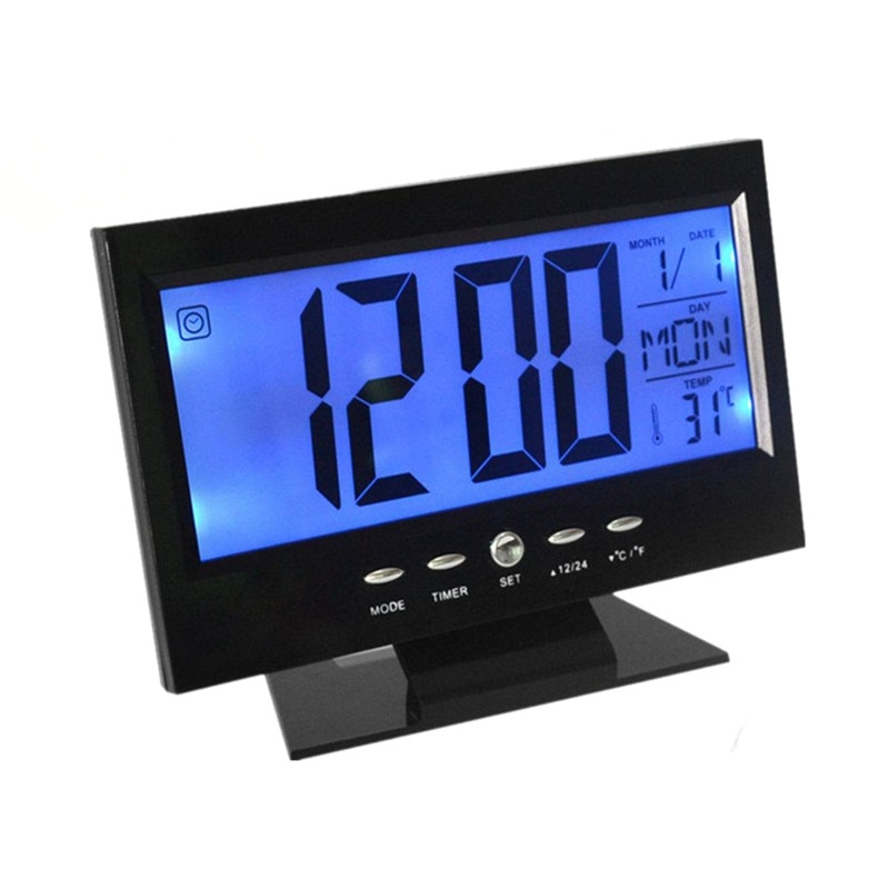 Electronic Digital LCD Desk Clock Temperature Humidity Monitor Clock Thermometer Hygrometer Weather Forecast Table Clock
