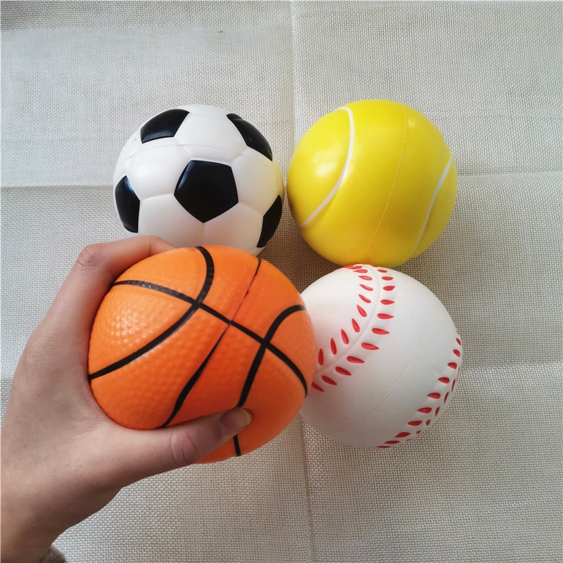 4 Stks/partij 10 Cm Baby Soft Foam Speelgoed Basketbal Voetbal Tennis Baseball Anti Stress Squeeze Ballen Pu Spons Speelgoed Voor kids Kinderen