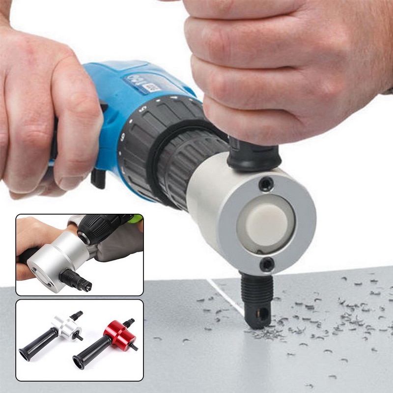 Metal Sheet Double Headed Nibbler Cutter Drill Attachment Cutting Tool with Mini Wrench
