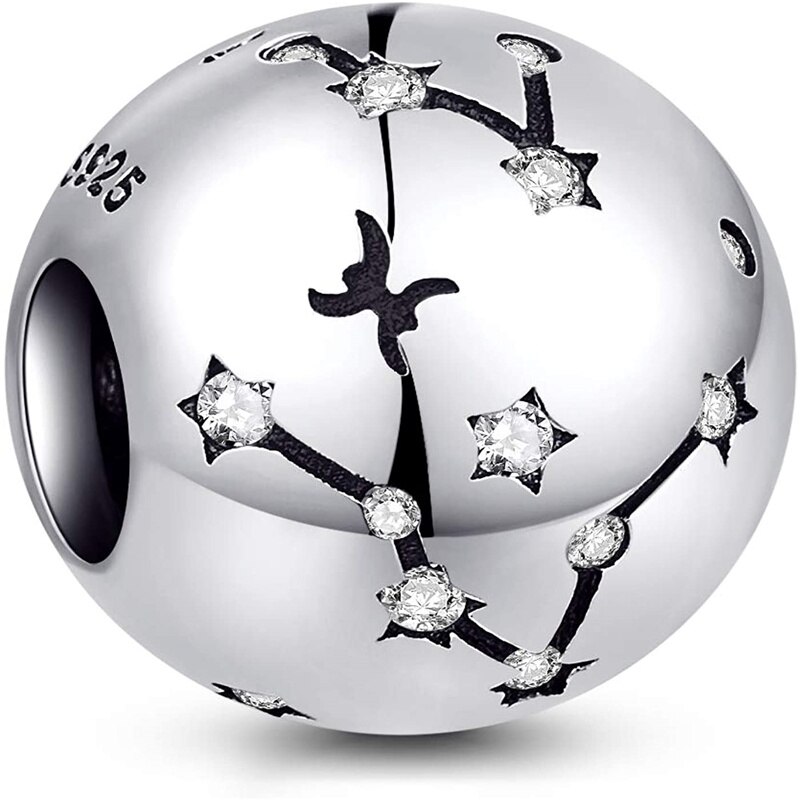 Codemonkey original sterling silber 925 sternbild-zodiak-rundperlen 12 passend für original 3mm armbandanhänger, cmc 1218: Fische -12