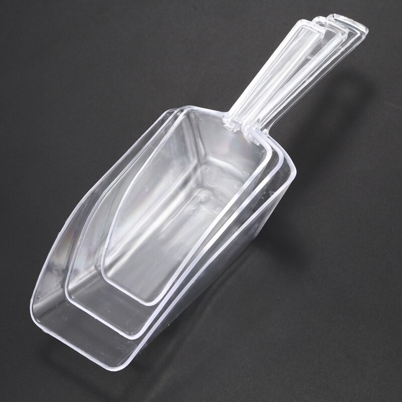 Cuchara de plástico transparente con forma de raspador de hielo de 3 piezas