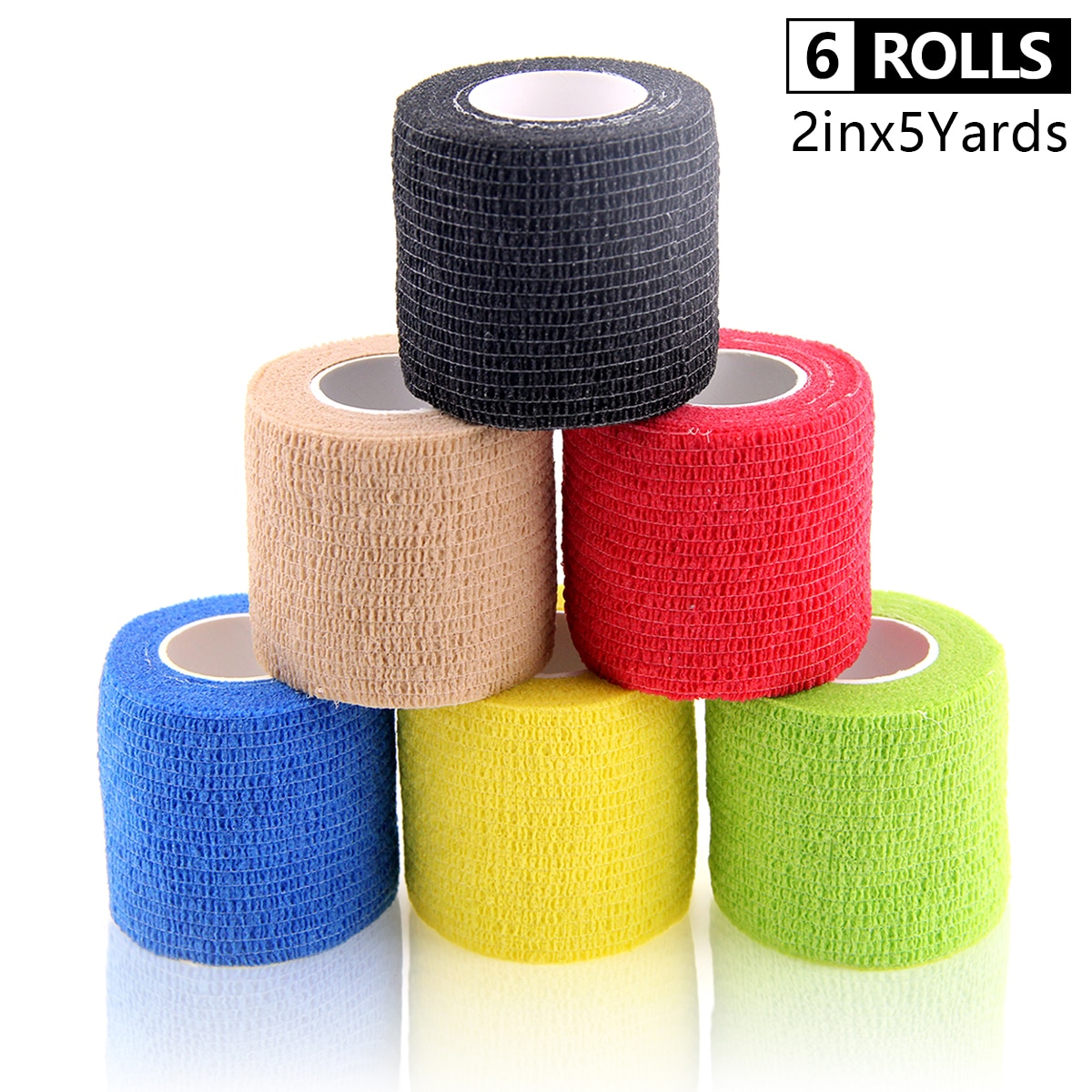 6 rollos de vendaje autoadhesivo impermeable no tejido gimnasio ejercicio deporte cinta transpirable muñequera vendaje cohesivo 5cm * 4,5 m