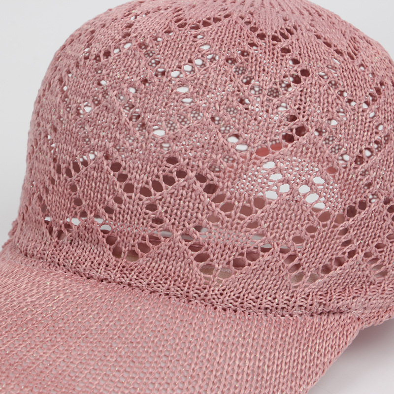 Summer Mesh Knitted Baseball Cap For Women Hollowed Breathable Outdoor Casual Sun Protection Girl Retro Snap Back Hat