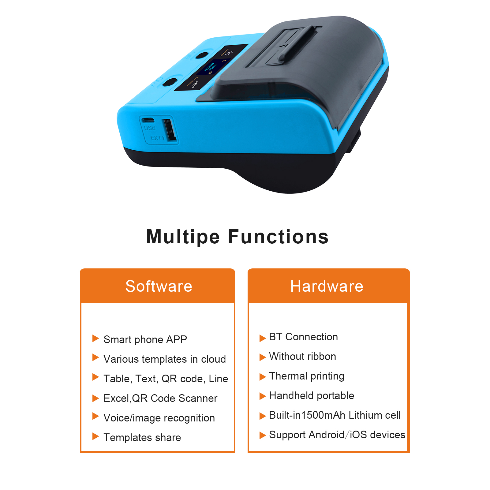 Aibecy DP30 Portable All in One Wireless Thermal Printer 3 Inch 80mm Paper Width for Express Label USB BT NFC for Store