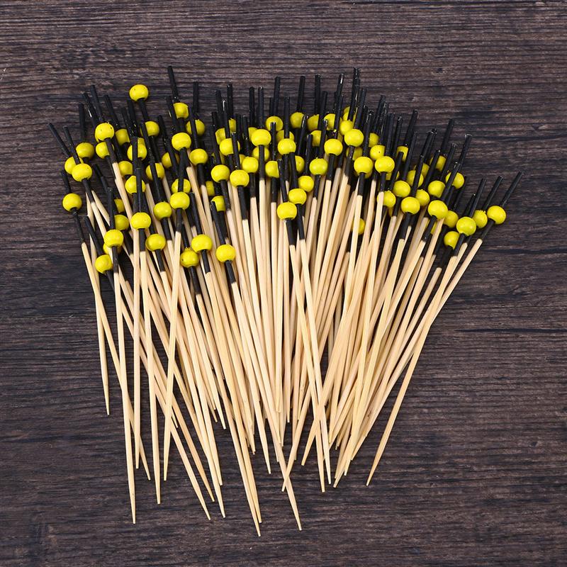 100Pcs 12Cm Cocktail Picks Creatieve Handgemaakte Ronde Kralen Voorgerecht Picks Fruit Tandenstokers Bruiloft Feestartikelen