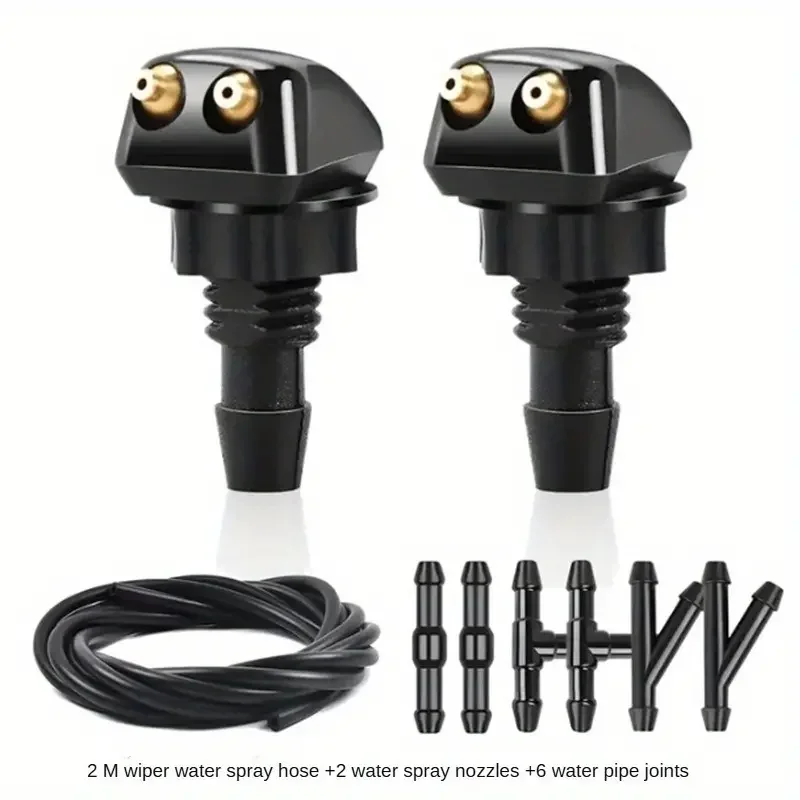 Universal- Auto Auto Scheibenwaschschlauch Wischerblatt Rohr Jet sprühen Düse Wasser Flüssigkeit Rohr Schreiner Stecker Ersatz Bausatz: Schwarz