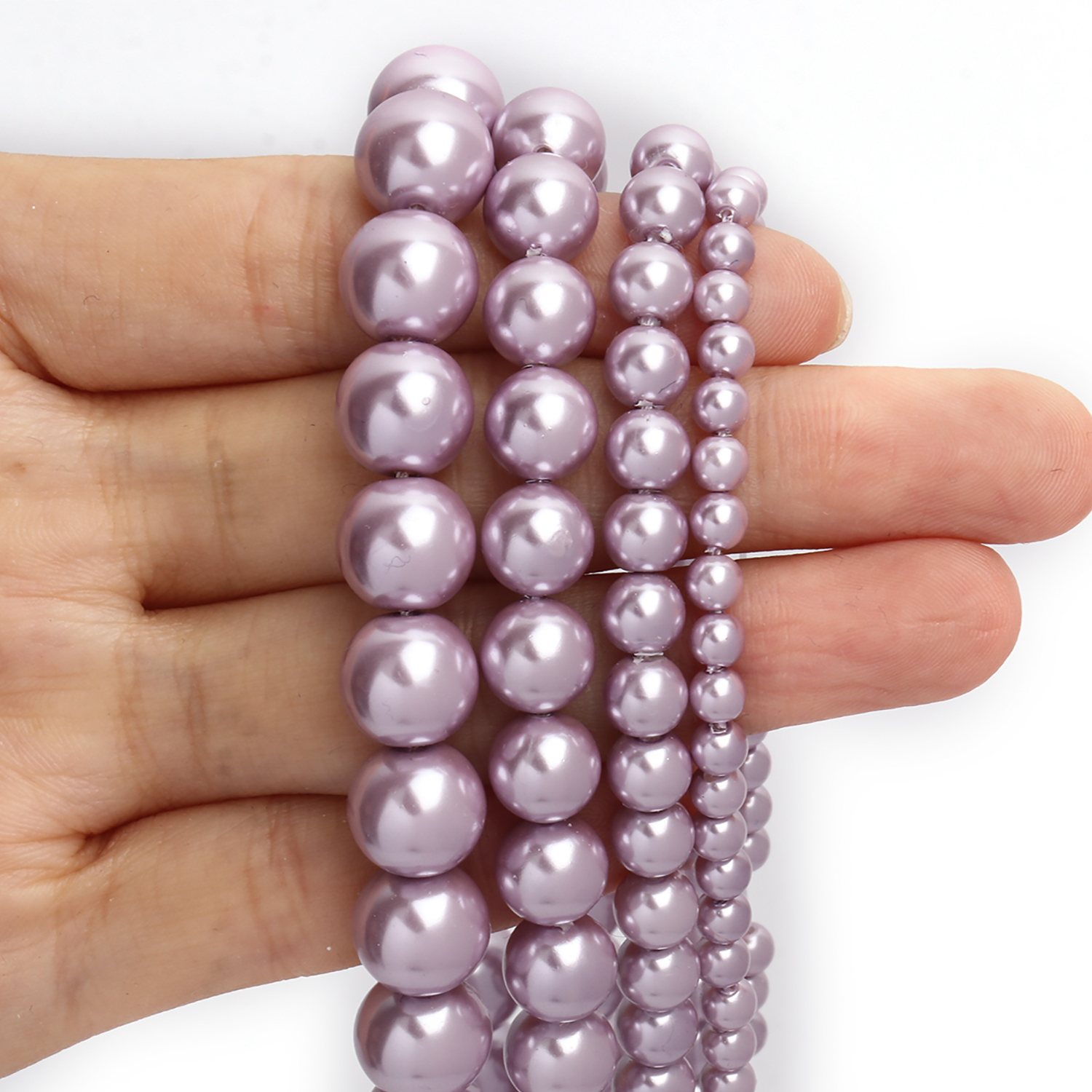 de cuentas de perlas de imitación de vidrio, cuentas espaciadoras de color rosa claro para fabricación de joyería, accesorios de pulsera Diy 4 6 8 10mm: Morado / 8 mm