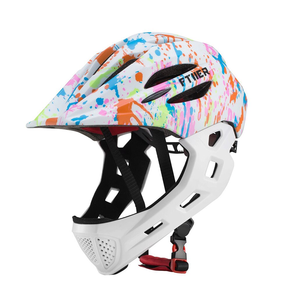 LED Kinder gelände Volles Gesicht Mountainbike Helm Balance Sport Downhill Radfahren Helm Cascos Ciclismo Fit für 3 -10 jahre Kinder: colorful white