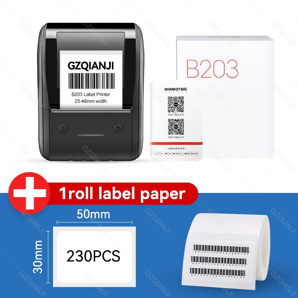 B203 Draagbare Handheld Thermische Label Maker Mini Barcode Qr Code Sticker Papier Kleur Rolls Sticker Kabel Tag Printer Niimbot: Add 1 LabelD