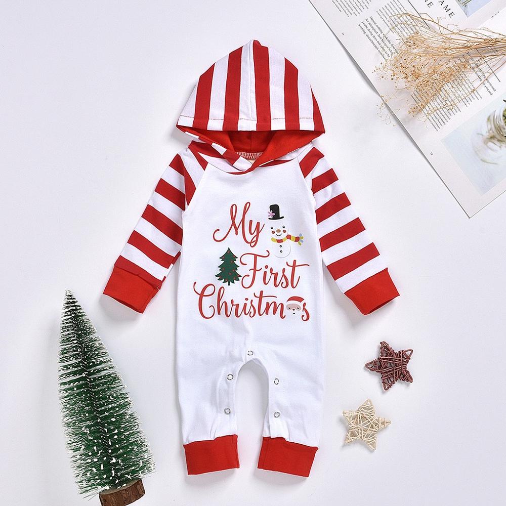 Pelele a rayas con dibujos y letras de Navidad para bebé, niño y niña, mono, ropa de manga larga, traje de invierno para bebé, ropa de Navidad