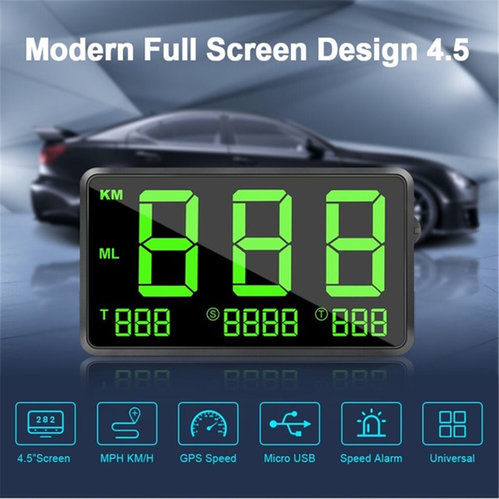 GPS Speedometer 4.5" Speed Odometer Mileage Odometer Hud Display Digital Auto Electronics Speed Display Alarm System Universal