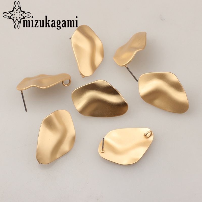 Zink-legierung Goldene 3D Geometrische Ohrringe Basis Ohrringe Stecker 18*26mm 6 teile/los Für DIY Ohrringe, Der zubehör