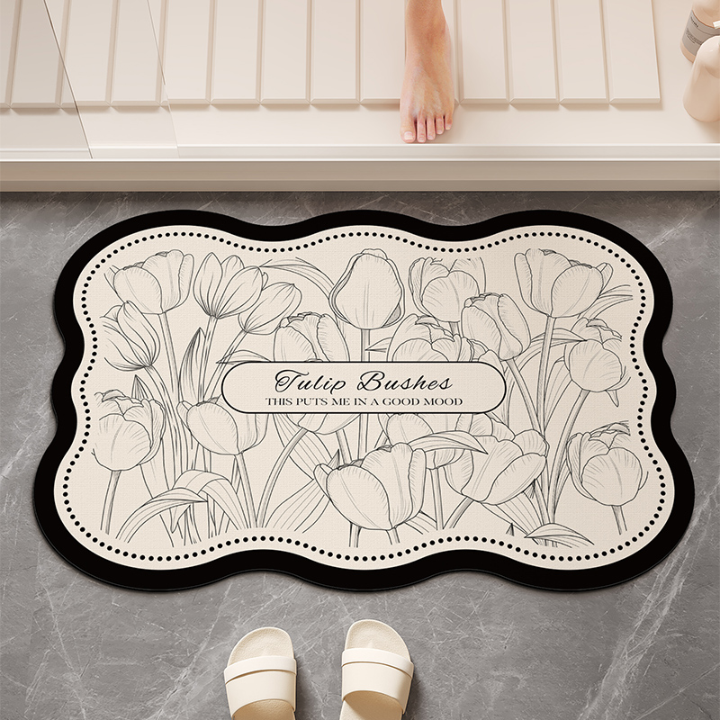 Japan imported muj Wuyin bathroom floor mat diatom mud water absorption quick drying leave-in non-slip household bathroom carpet: 1 m2 / WHITE