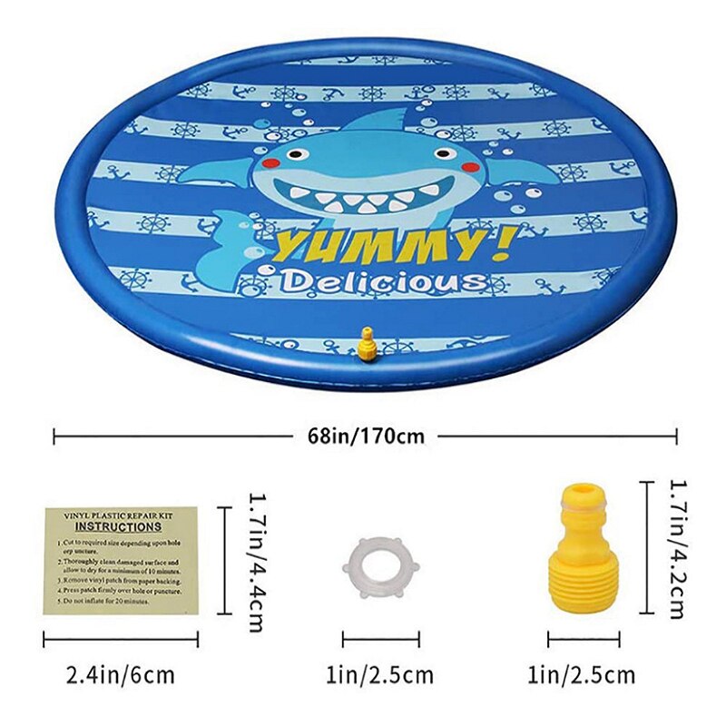 68-pollici rotonda pad acqua piscina gonfiabile giocattoli di estate acqua splash game pad prato all&#39;aperto spiaggia per bambini all&#39;aperto giocattoli