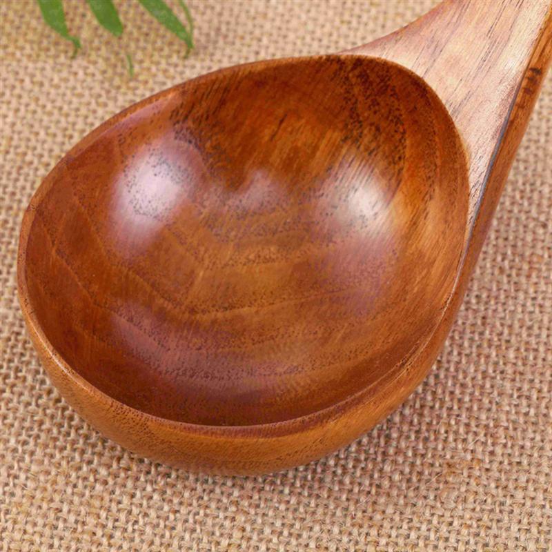 1 cazo cuchara sopera de madera estilo chino con mango largo azúcar arroz sal cuchara para condimento utensilios de cocina