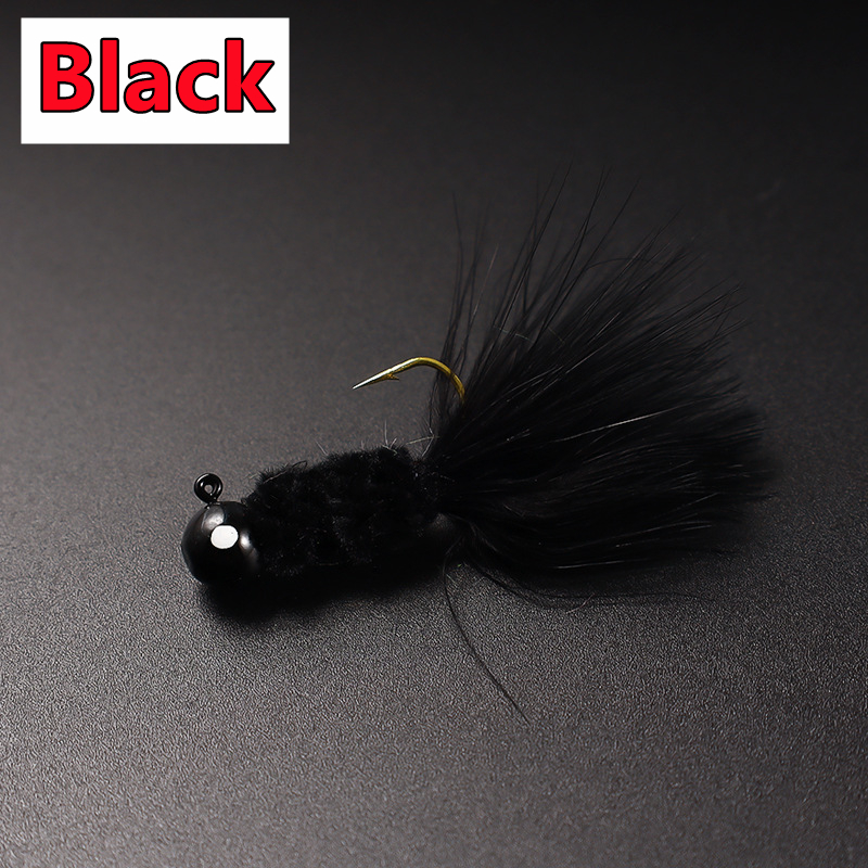 5 pièces leurre de pêche plume métal gabarit tête crochet pêche marabout leurre pour doré Panfish Sunfish Bluegill perche Swimbait: 12 / YELLOW