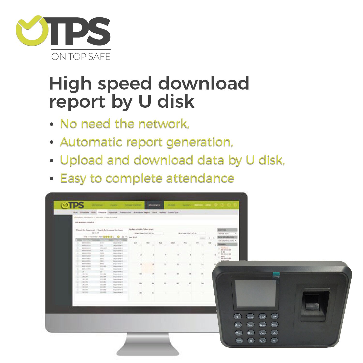 OTPS biometric fingerprint recognition time lock door access control device RFID keypad fingerprint time attendance