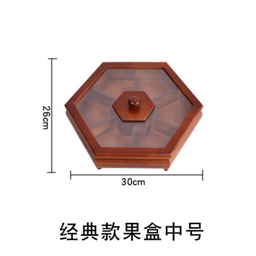 Pine Chinese Dried Fruit Box Living Room Split with Cover Candy Box Wood Nut Snack Solid Wood Storage Box: G01