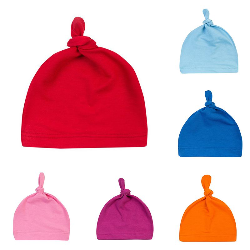 Gorro de algodón con nudo para bebé recién nacido, gorros de dormir para niñas pequeñas, sombrero de bebé recién nacido, sombrero de bebé para niños y niñas