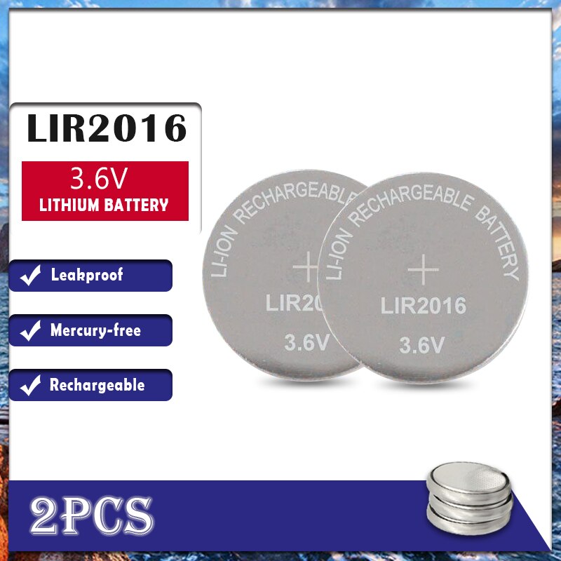 2 Stuks LIR2016 Li-Ion Oplaadbare Batterij 3.6V Lithium Button Batterijen Voor Watch Computer Vervangt Lir CR2016/ML2016