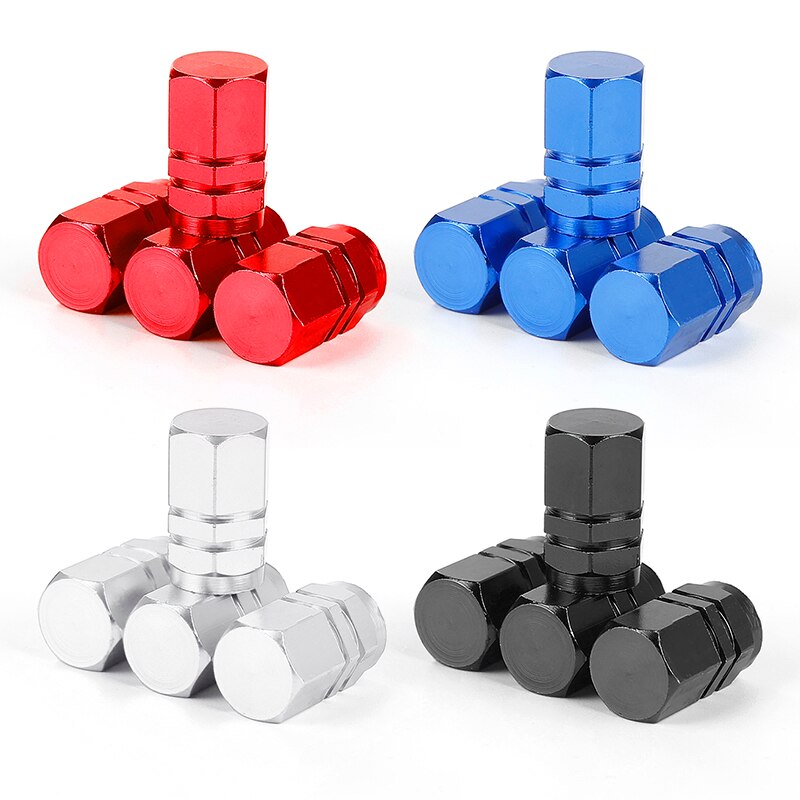 Juego de 4 válvulas sin depósito de aluminio, para neumático de coche, con tapones de válvula a prueba de polvo, accesorios para automóvil