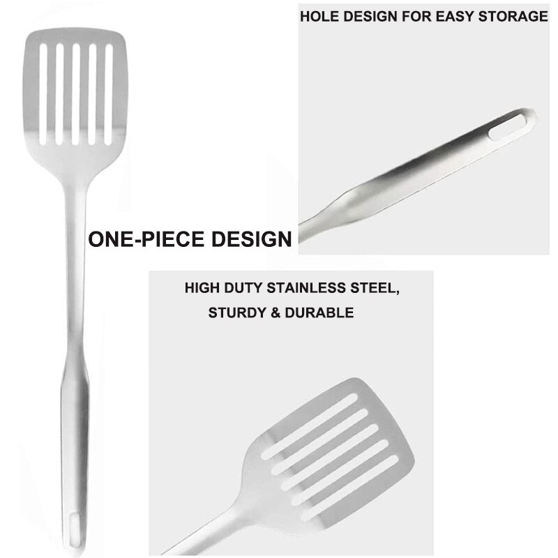 4-Piece Stainless Steel Cooking Tools Set, Nonstick Kitchen Utensils Set - Turner Soup Ladle Strainer