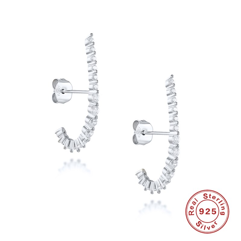 ROXI Ins Zircon Crystals Geometry Stud Earrings for Women Wedding Earrings Unusual 925 Sterling Silver Pendientes Earrings