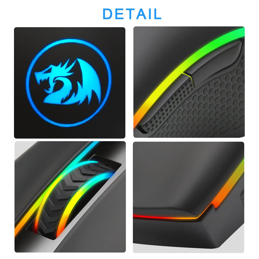 Redragon COBRA FPS M711-FPS RGB USB Wired Gaming Mouse 32000 DPI 9 buttons mice Programmable ergonomic For Computer PC Gamer