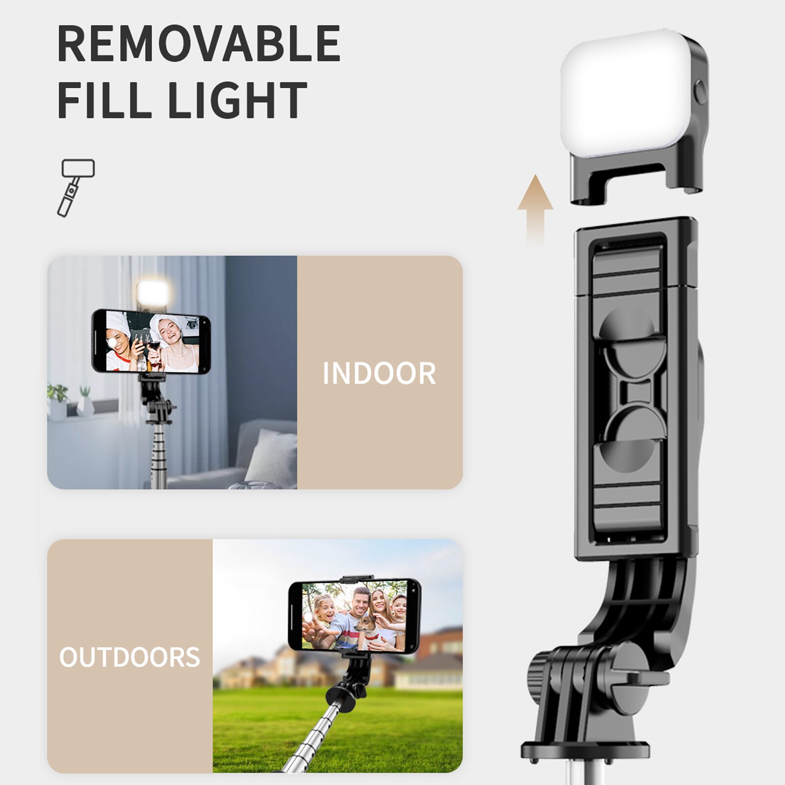 Lighting Selfie Stick Multi-Functional Handheld Mini Tripod Phone Tripod Stand With 3 Light Modes 360 Degree Rotation