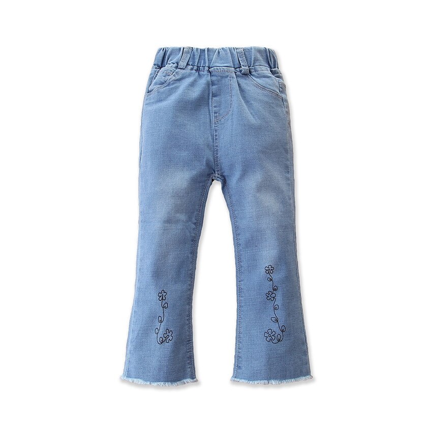 Otoño Jeans nuevos para niñas bebé flores vaqueros pantalones niños Jeans sólido Casual desenfadada Chicas lindas jóvenes ropa: 6