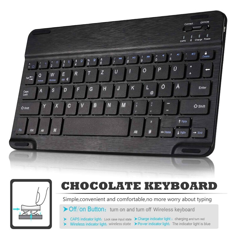 Tablet Keyboard Case for Samsung Galaxy Tab S6 Lite SM-P610 - Bluetooth Keyboard Cover - Black