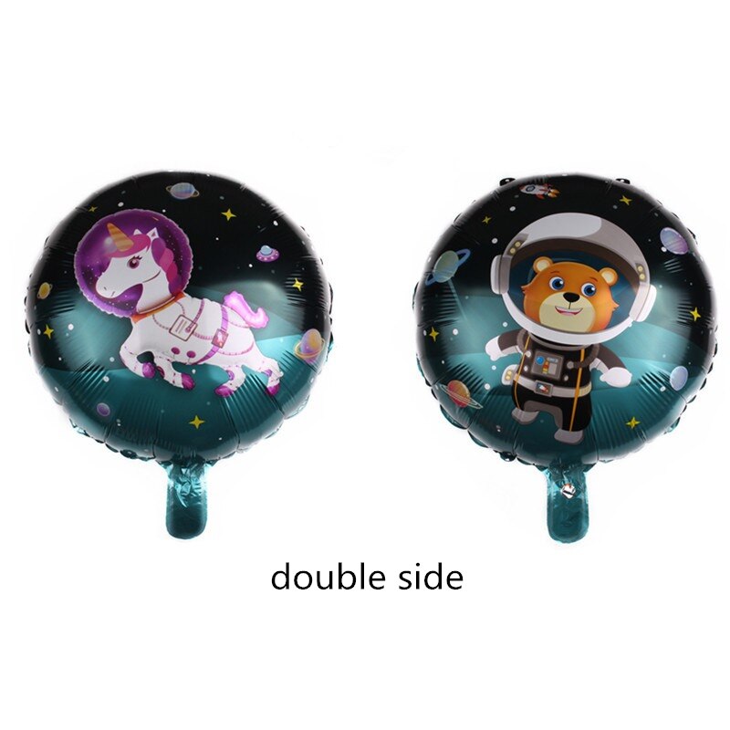 Globo de aluminio de dibujos de caballos de unicornio, serie espacial, animal, oso, mono, decoración de de cumpleaños, tema de aviación, 1 ud.: 4
