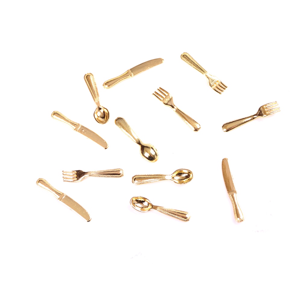 1:12 ini Jahrgang Puppenhaus Miniaturen Geschirr Besteck Gold Silber Messer Gabel Löffel freundlicher Spielzeug Puppe Haus Dekor