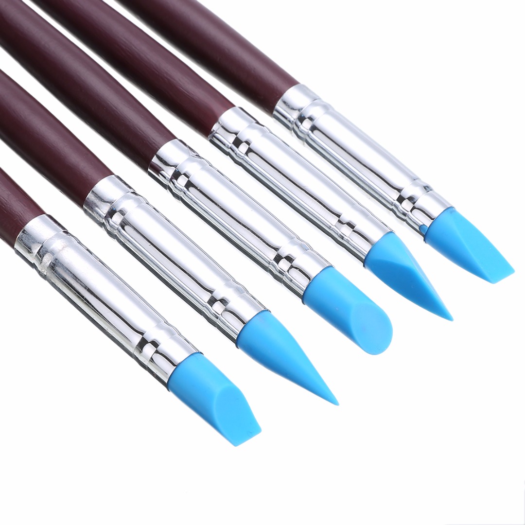5pcs Silicone Rubber Klei Shaper Beeldhouwen Fimo Polymer Modellering Nail Art Craft Aardewerk Klei Tool Set