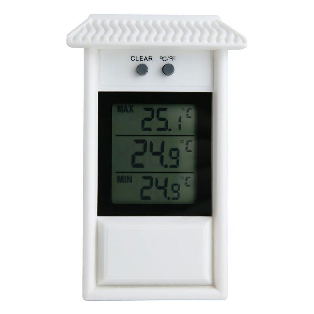 Buiten waterdichte wandmontage maximale minimale waarde lcd-scherm temperatuur thuis digitale thermometer hygrometer woonkamer binnen: Wit