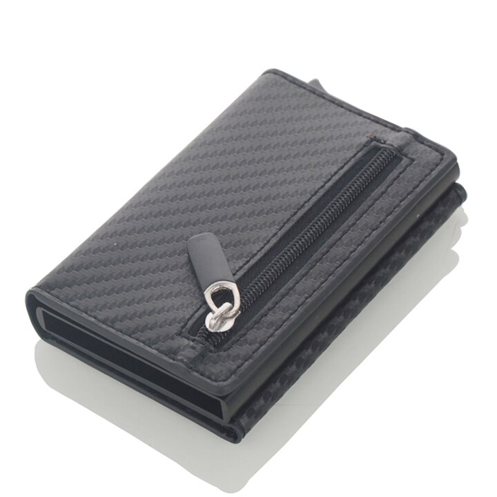 Metal Credit Card Wallet Men Women Card Holder Single Box Minimalist Wallet Aluminium Blocking Wallet for Cards: Carbon fiber black