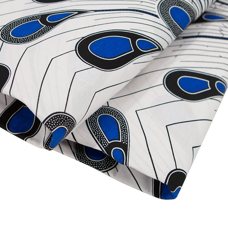 Tissu de couture en plume de paon 6 Yards | Haut imprimé africain à la , , nigéria, cire d'ankara, tissu de coton, Lot