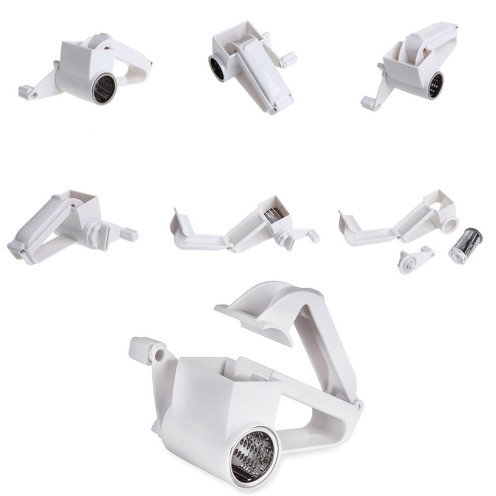 Plastic Hand-Cranked Cheese Grater Rotary Ginger Slicer Grater Cutter for Chocolate with Stainless Steel Drum